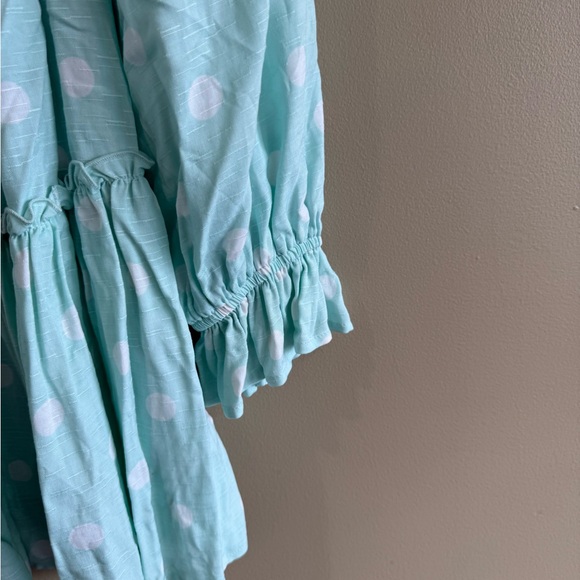 NEW Mint Green White Polka Dot Blouse - Picture 3 of 9